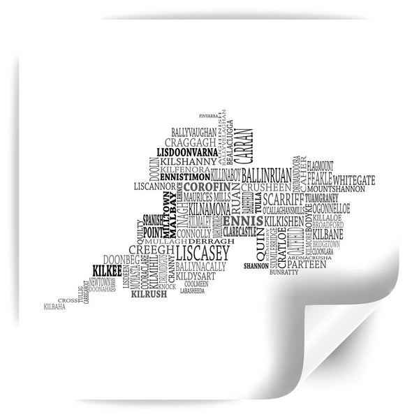 Clare Typographical Map Print