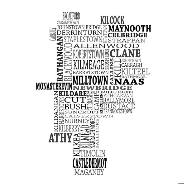 Kildare Typographical Map Print