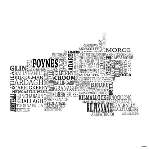 Limerick Typographical Map Print